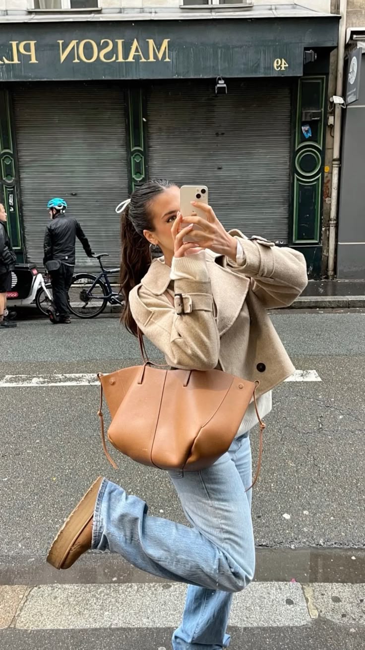 Sac a main Polene Cyme Marron